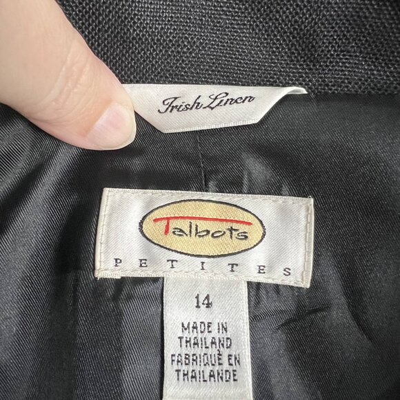 Irish linen black shacket lightweight 14 petite jacket vintage Talbots blazer - Picture 8 of 10